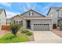 Charming single-Gathering home featuring a well-maintained front yard and stone accents at 1388 Castle Creek Cir, Castle Rock, CO 80104