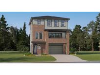 Beautiful, modern two-story home featuring a brick facade and attached two-car garage at 7736 S Cherokee Trl, Centennial, CO 80016