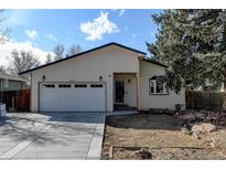 Charming single-story home with a well-maintained front yard and attached two car garage at 11909 S Clayson St, Parker, CO 80138