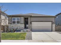 Charming single-Gathering home featuring a two-car garage, manicured lawn, and inviting front entrance at 13460 Broad Wing Ave, Parker, CO 80134
