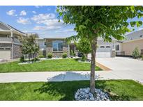 Charming single-story home featuring a well-manicured lawn and a stone-accented facade, enhancing its curb appeal at 20553 E 50Th Pl, Denver, CO 80249