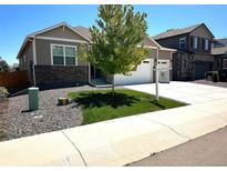 Charming single-Gathering home featuring a well-manicured lawn and a two-car garage at 14758 Normande Dr, Mead, CO 80542