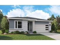 Charming single-story home featuring stone accents, a two-car garage, and well-manicured lawn at 8241 Rockvale Dr, Littleton, CO 80125