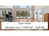 Bright living room with expansive windows offering stunning outdoor views, perfect for relaxation at 27987 Pine Grove Trl, Conifer, CO 80433