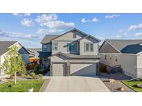 Charming two-story home with a well-maintained lawn and a three-car garage at 6616 Amur Ln, Castle Rock, CO 80108