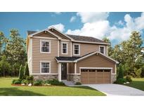 Charming two-story home features a stone-accented facade, attached two-car garage, and well-manicured lawn at 7127 E 126Th Pl, Thornton, CO 80602
