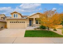 Charming single-Gathering home featuring a two-car garage and well-maintained lawn at 4850 Bluegate Ln, Highlands Ranch, CO 80130