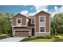 Beautiful two-story home with attached garage, stone accents, and landscaped front yard at 7037 E 126Th Pl, Thornton, CO 80602