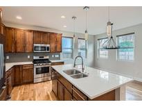 Modern kitchen featuring a large island, stainless steel appliances, and ample counter space at 3643 Zuni St, Denver, CO 80211