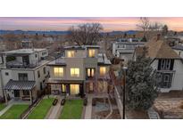 Aerial shot of the property showcasing its rooftop deck and neighborhood views at 2723 Grove St, Denver, CO 80211