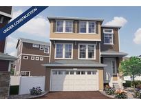 New construction two-story home featuring an attached garage and well-manicured front yard at 1152 Sugarloaf Ln, Erie, CO 80516