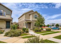Charming two-story home featuring well-maintained landscaping, a welcoming entrance, and a neatly manicured lawn at 1137 Hummingbird Cir, Longmont, CO 80501