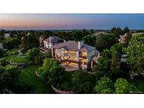 Stunning aerial view of a luxury home surrounded by lush greenery and mature trees at 96 Falcon Hills Dr, Highlands Ranch, CO 80126
