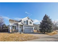 Charming two-story home with well-maintained lawn and inviting curb appeal in a quiet neighborhood at 5232 Creek Way, Parker, CO 80134