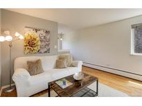 Bright living room with stylish decor, hardwood floors, and a cozy sofa at 21 N Washington St # 301, Denver, CO 80203