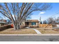 Charming brick home with a mature tree, walkway, and tidy front yard at 4499 E Colorado Ave, Denver, CO 80222