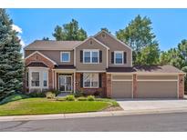 Two-story house with brick and siding exterior, attached two-car garage, and landscaped yard at 1194 W 125Th Dr, Westminster, CO 80234