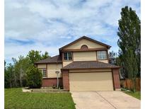 Charming two-story home featuring a two-car garage and neutral colored siding at 19937 E Loyola Pl, Aurora, CO 80013