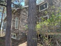 Stone home with large windows, situated on a wooded lot at 2045 Pine Wood Rd, Sedalia, CO 80135