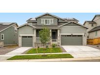 Charming two-story home with landscaped front yard and a two-car garage in a suburban neighborhood at 641 Sunrise St, Erie, CO 80516