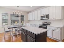 Eat-in kitchen with center island and stainless steel appliances at 11973 Song Bird Hills St, Parker, CO 80138