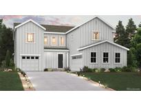 Charming two-story home with two-car garage, lovely landscaping and welcoming front porch at 13750 Emerald Lake St, Parker, CO 80138