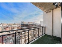 City views from the balcony with black railings and an artificial turf floor covering at 1827 N Grant St # 1104, Denver, CO 80203
