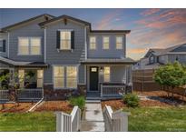 Charming home featuring stone accents, gray siding and a cozy front porch, perfect for enjoying neighborhood views at 3338 Ireland Moss St, Castle Rock, CO 80109