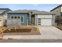 Modern home featuring a two-car garage and contemporary landscaping at 8607 Yellowcress St, Littleton, CO 80125