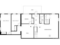 Basement floor plan showcasing layout with bedroom, bathroom, recreation and utility rooms, plus deck access at 24170 Matterhorn Dr, Indian Hills, CO 80454
