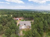 Expansive aerial view of a charming home nestled among lush trees, showcasing its tranquil setting at 20125 Indi Dr, Monument, CO 80132