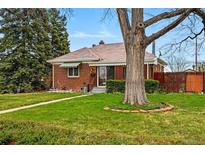 Charming brick home with a well-maintained lawn and mature tree, blending classic appeal with inviting outdoor space at 500 S Decatur St, Denver, CO 80219