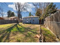 Cozy backyard featuring green grass and a privacy fence at 2570 Jay St, Edgewater, CO 80214