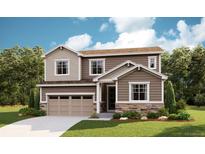 Charming two-story home with a manicured lawn, complemented by a well-integrated two car garage at 7034 E 126Th Dr, Thornton, CO 80602