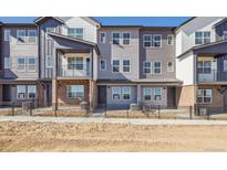 Attractive townhomes in a community with modern exteriors and professionally landscaped yards at 6870 Merseyside Ln, Castle Pines, CO 80108