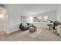 Bright living room featuring modern decor, neutral color palette, and comfortable seating arrangement at 3613 S Sheridan Blvd # 11, Denver, CO 80235