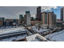 Aerial view of the cityscape, showcasing the property's location and surrounding buildings at 2020 Arapahoe St # 1070, Denver, CO 80205