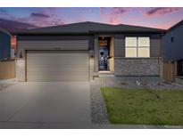 Charming single-Gathering home featuring a two-car garage, well-manicured lawn, and stylish gray exterior at 13437 Waterthrush St, Parker, CO 80134