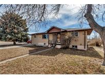 Tan brick home with a mature trees and a front yard, offering classic curb appeal at 2700 W 91St Ave, Denver, CO 80260