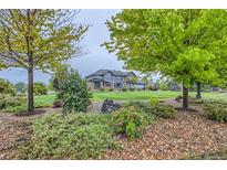 Exterior home view framed by mature trees and lush landscaping, enhancing its curb appeal at 15102 Prairie Pl, Broomfield, CO 80023
