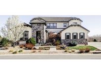 Stunning stucco and stone two-story home with a landscaped front yard and a welcoming entryway at 16791 W 48Th Ln, Golden, CO 80403