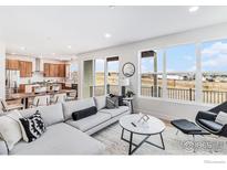 Modern living room flows into kitchen with natural light and contemporary decor throughout at 399 Blackfoot St, Superior, CO 80027