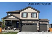 Two-story home featuring a two car garage and covered porch, marked as 'Under Construction' at 1923 Westport Ave, Berthoud, CO 80513