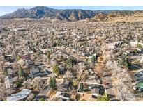 Stunning aerial view of property highlighting its location nestled in a vibrant neighborhood with mountain views at 3120 Jefferson St, Boulder, CO 80304