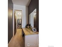 Hallway with vanity space and view to closet with ample storage at 10781 Moore St, Westminster, CO 80021