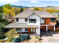 Stunning two-story home showcasing modern design, covered porch, complemented by a well-manicured front yard at 3953 Springleaf Ln, Boulder, CO 80304