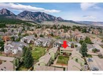 Beautiful aerial view of townhomes nestled near mountains at 3264 Cripple Creek Trl, Boulder, CO 80305