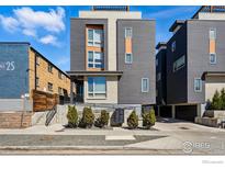 Modern multi-level home showcasing clean lines, contrasting siding, and tidy landscaping at 2625 W 25Th Ave # 7, Denver, CO 80211