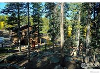 Charming home nestled among trees with natural rock outcroppings adding to the property's character at 10649 Christopher Dr, Conifer, CO 80433