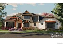 Charming two-story home featuring a mixed material exterior, landscaping, and mountain views at 2805 Potomac Ct, Berthoud, CO 80513
